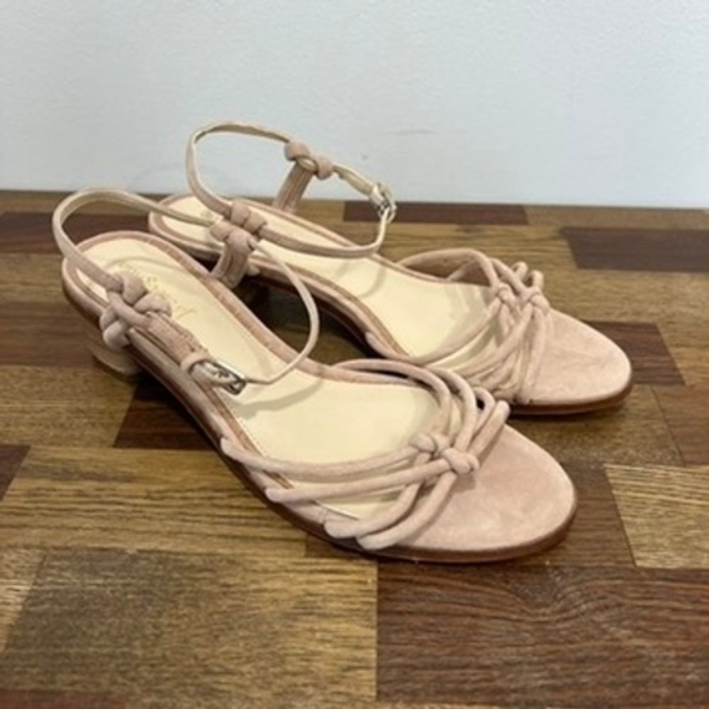 J Mclaughlin Womens Sandals 8 Nude Strappy Kitten Heel NEW Reptile Heel Minimal‎